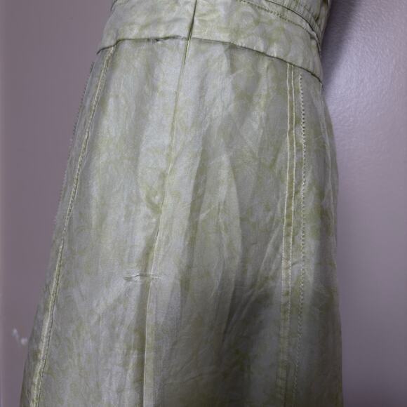 ANN TAYLOR Lime Green Silk Dress Size 4 Spaghetti Straps Coquette Wedding Pastel - Picture 6 of 15